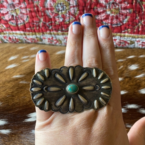 🛑SOLD🛑🛑Sterling Silver & Turquoise shield ring - Picture 3 of 3